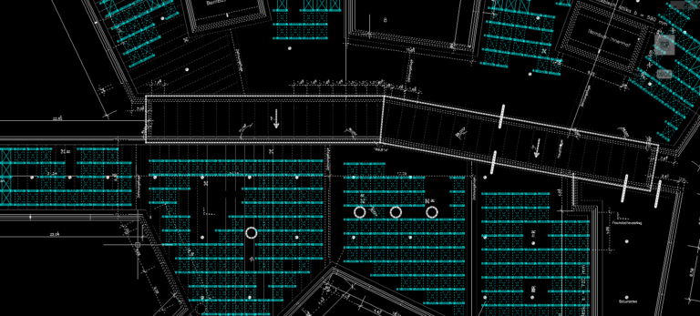 Detailausschnitt einer INGSK-DWG mit Dachgeometrie und PV-Modulbelegung